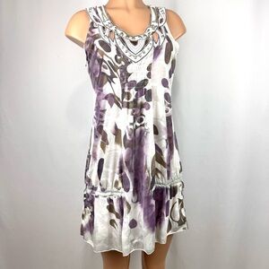 Mur Mur Women’s L Purple Sleeveless Tunic Blouse Tank Top Chains Whimsical Fairy